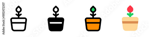 Editable potted flower, plant vector icon. Gardening, landscaping, horticulture. Part of a big icon set family. Perfect for web and app interfaces, presentations, infographics, etc
