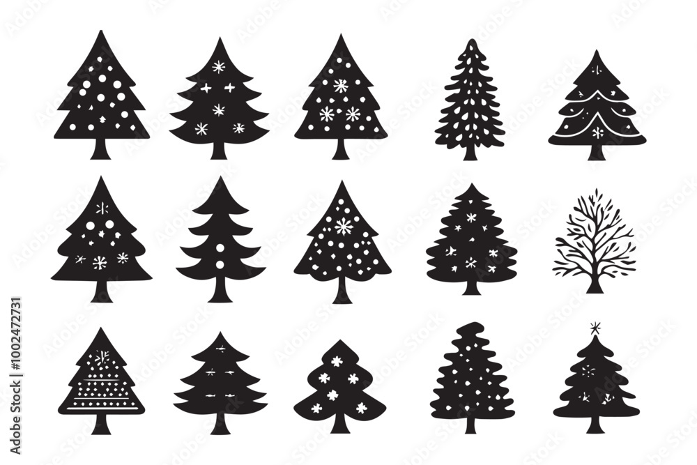Obraz premium Christmas Tree Vector Bundle Illustration