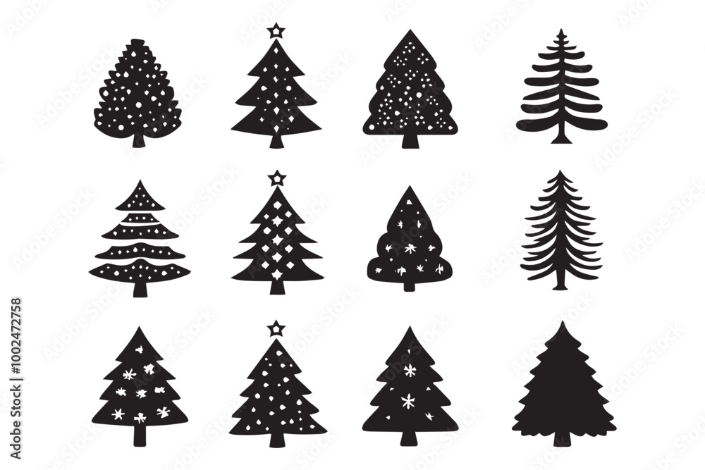 Obraz premium Christmas Tree Vector Bundle Illustration