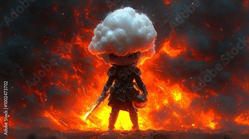 Cloud Warrior in a Fiery Battle photo