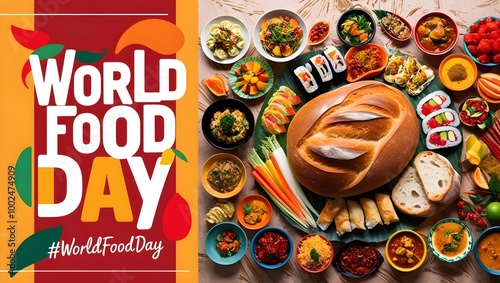 World Food Day Social_media post design and banners or posters design,  World Food Day photo frame with Fresh Food with World Food Day tagline, poster_banner_photo templates for celebrate world food d photo