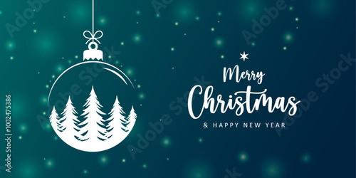 christmas greeting card with decorative christmas ball with fir tree vector illustration