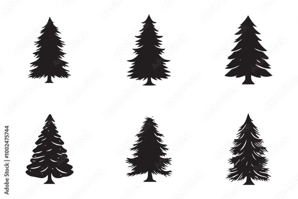 Fototapeta premium Christmas Tree Vector Bundle Illustration 