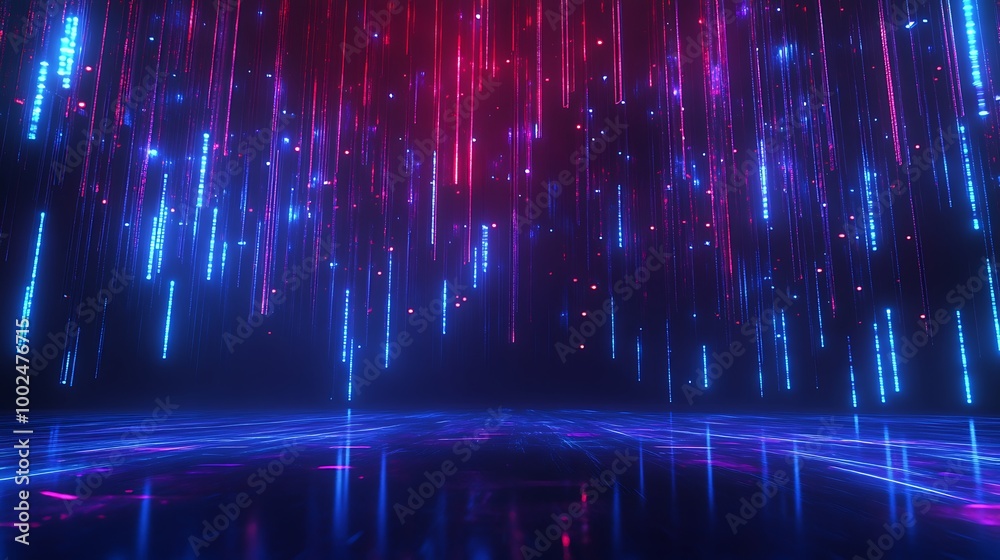 A vibrant, futuristic backdrop featuring colorful light beams and reflections, ideal for digital art and design projects. A vibrant, futuristic backdrop featuring colorful light beams and reflections, ideal for digital art and design projects.