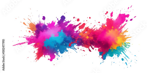 Bright colorful watercolor splash splatter stain brush strokes on white background. Modern vibrant aquarelle spot. Aquarelle explosion on white. Element. Vector watercolor illustration isolated design