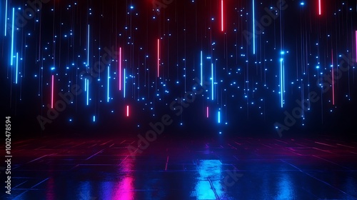 Abstract decorative background with glowing colorful lines and dots, creating a vibrant atmosphere.