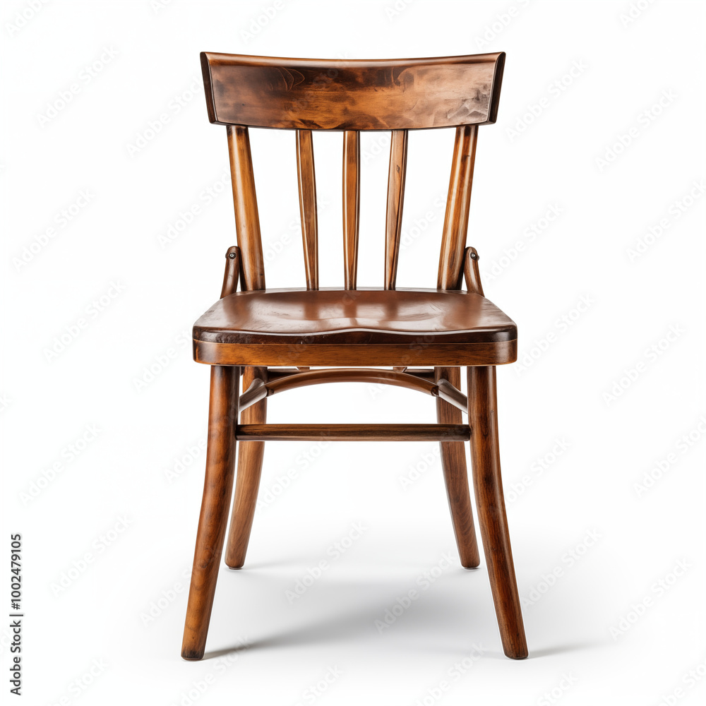 Wooden Chair with Curved Back and Spindle Backrest Wooden Chair with Curved Back and Spindle Backrest