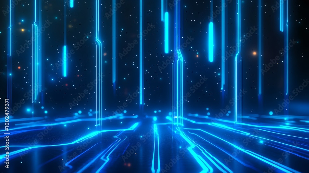 Abstract digital background with flowing blue lights and patterns, creating a futuristic feel and vibrant atmosphere. Abstract digital background with flowing blue lights and patterns, creating a futuristic feel and vibrant atmosphere.