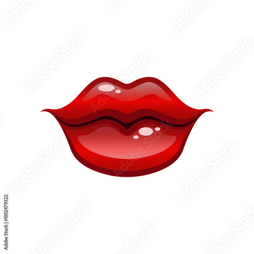 Glossy red lips illustration