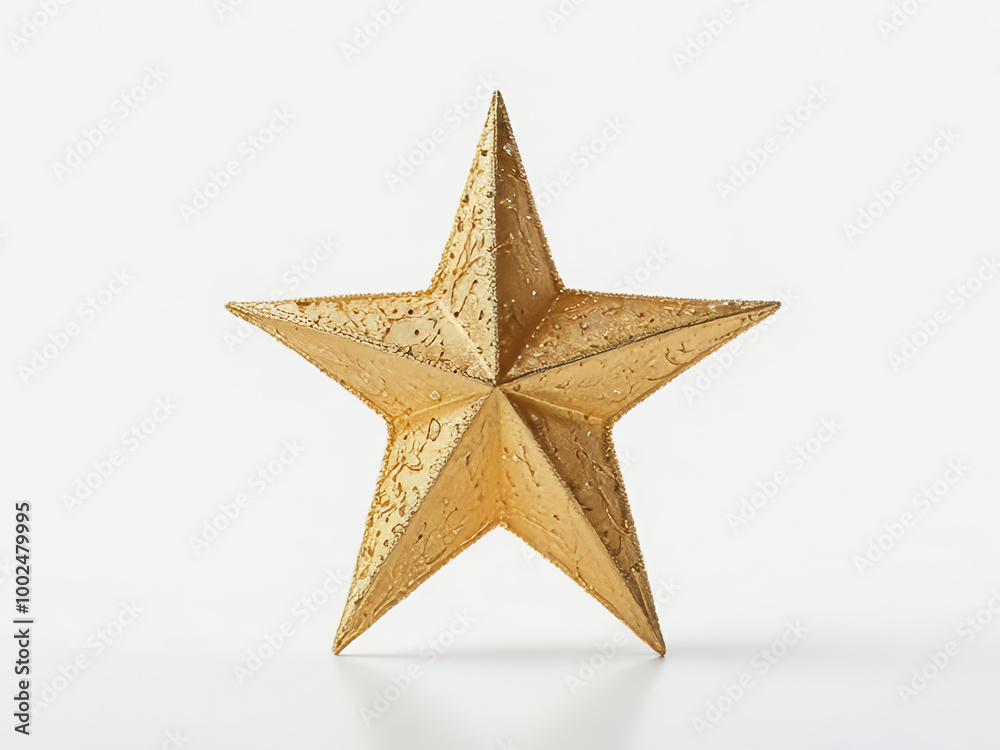 Studio photo of a well-lit golden Christmas star on a white background Studio photo of a well-lit golden Christmas star on a white background