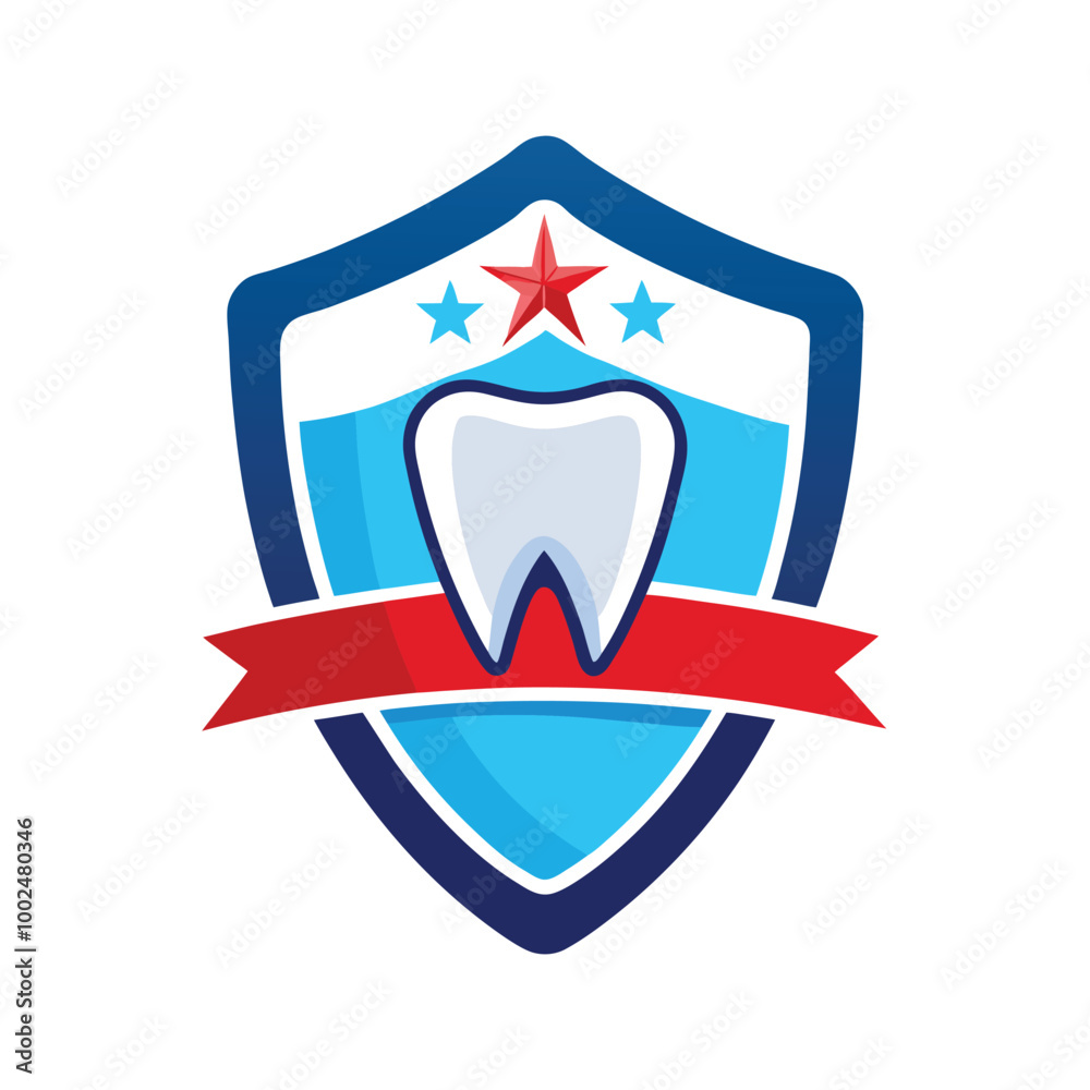 Dental logo template vector icon, realistic simple tooth badge with copy space Dental logo template vector icon, realistic simple tooth badge with copy space