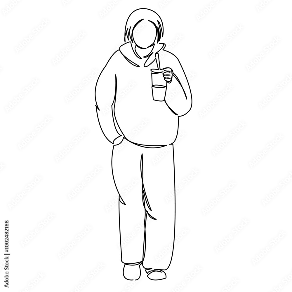 One continuous single drawing line art doodle beautiful, female, girl, drink, woman, coffee, cafe, fashion. Isolated flat illustration hand draw contour on a white background
One continuous single drawing line art doodle beautiful, female, girl, drink, woman, coffee, cafe, fashion. Isolated flat illustration hand draw contour on a white background
