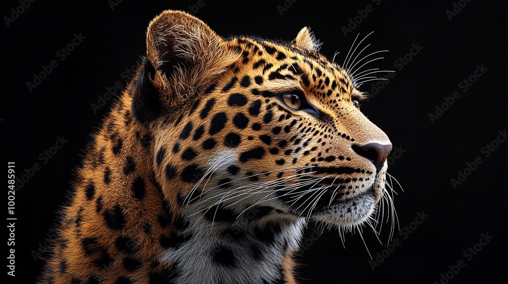 close up of an Amur leopard close up of an Amur leopard