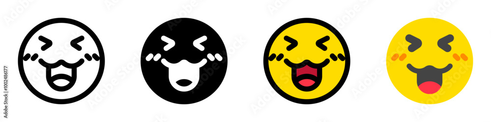 Editable happy cute face expression emoticon vector icon. Part of a big icon set family. Part of a big icon set family. Perfect for web and app interfaces, presentations, infographics, etc Editable happy cute face expression emoticon vector icon. Part of a big icon set family. Part of a big icon set family. Perfect for web and app interfaces, presentations, infographics, etc
