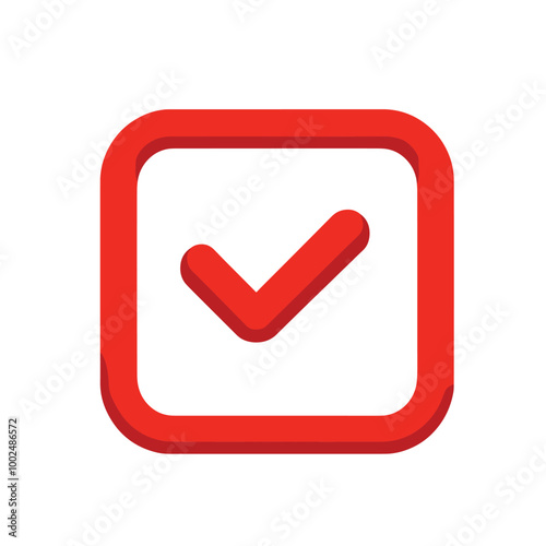 Red check mark icon in a square – approval and verification symbol