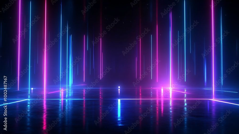 Colorful neon lights illuminate a dark space, creating a vibrant and futuristic ambiance. Colorful neon lights illuminate a dark space, creating a vibrant and futuristic ambiance.