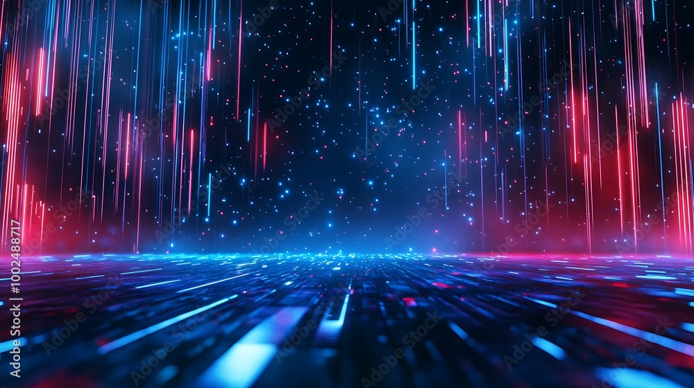 Futuristic abstract background with glowing neon lines and particles, creating a vibrant digital atmosphere. Futuristic abstract background with glowing neon lines and particles, creating a vibrant digital atmosphere.