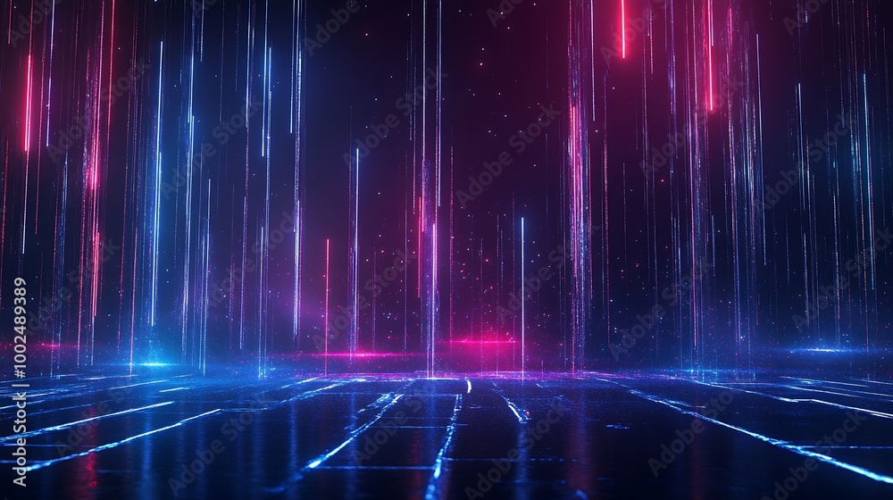 Futuristic background with glowing neon lines in vibrant colors creating a digital atmosphere. Futuristic background with glowing neon lines in vibrant colors creating a digital atmosphere.