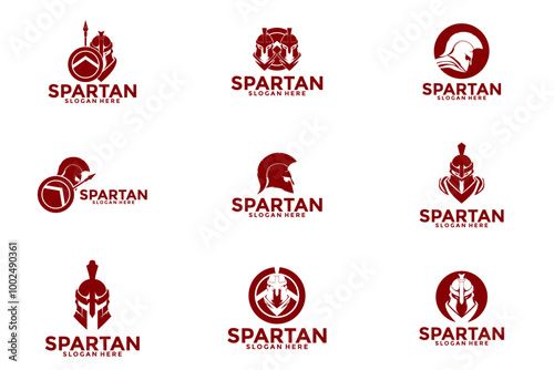 Set of Premium Spartan logo design vector