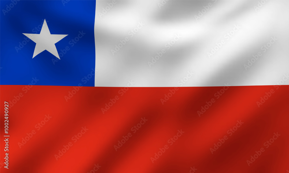 Waving National Flag of Chile, Vector Illustration Waving National Flag of Chile, Vector Illustration