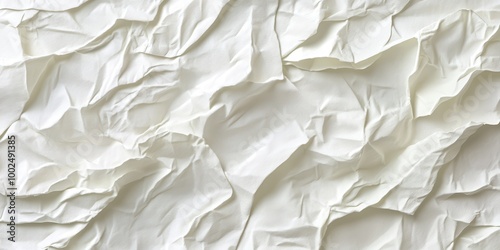 A close-up of crumpled white paper texture, showcasing depth and irregularity.