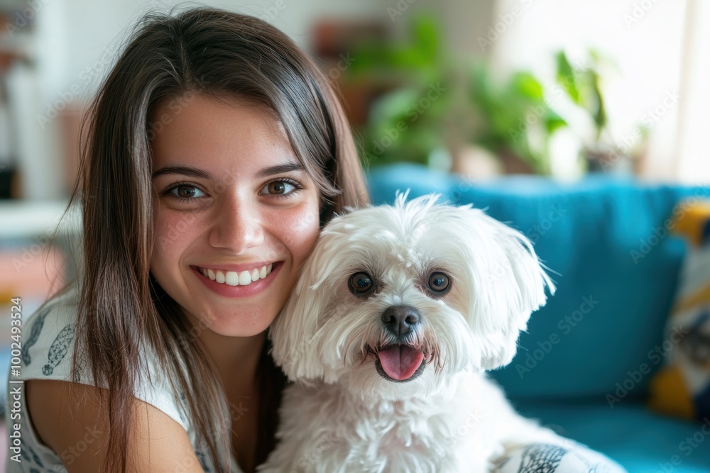 Woman and Dog Smiling.