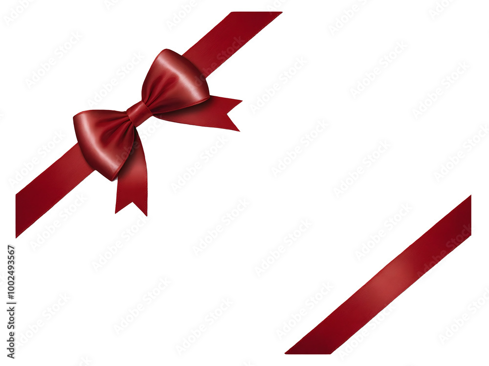 Elegant Red Ribbon with Bow Isolated on Transparent Background Elegant Red Ribbon with Bow Isolated on Transparent Background