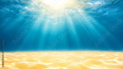 Wallpaper Mural A bright blue ocean with a sun shining through the water. The sun is casting a beautiful light on the water, creating a serene and peaceful atmosphere Torontodigital.ca