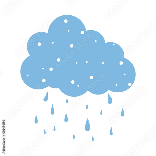 Blue Raining Cloud Illustration