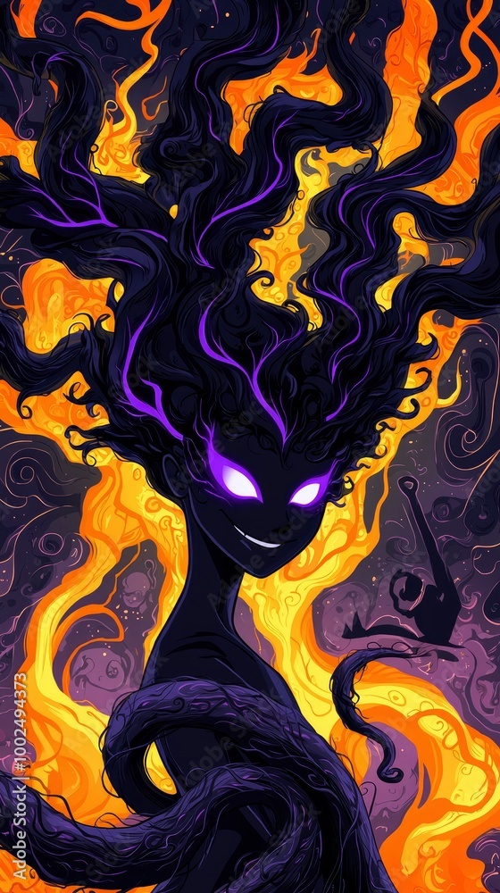 Dark Figure Emerging From Flames Dark Figure Emerging From Flames