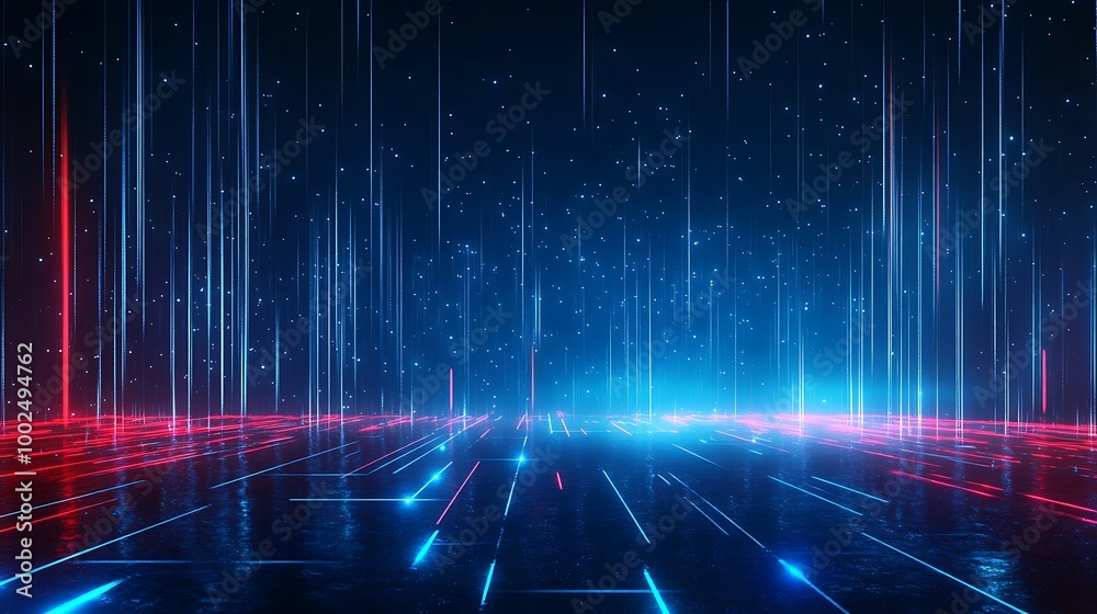 Futuristic digital background with glowing lines and dots in blue and red tones, creating a sci-fi atmosphere. Futuristic digital background with glowing lines and dots in blue and red tones, creating a sci-fi atmosphere.