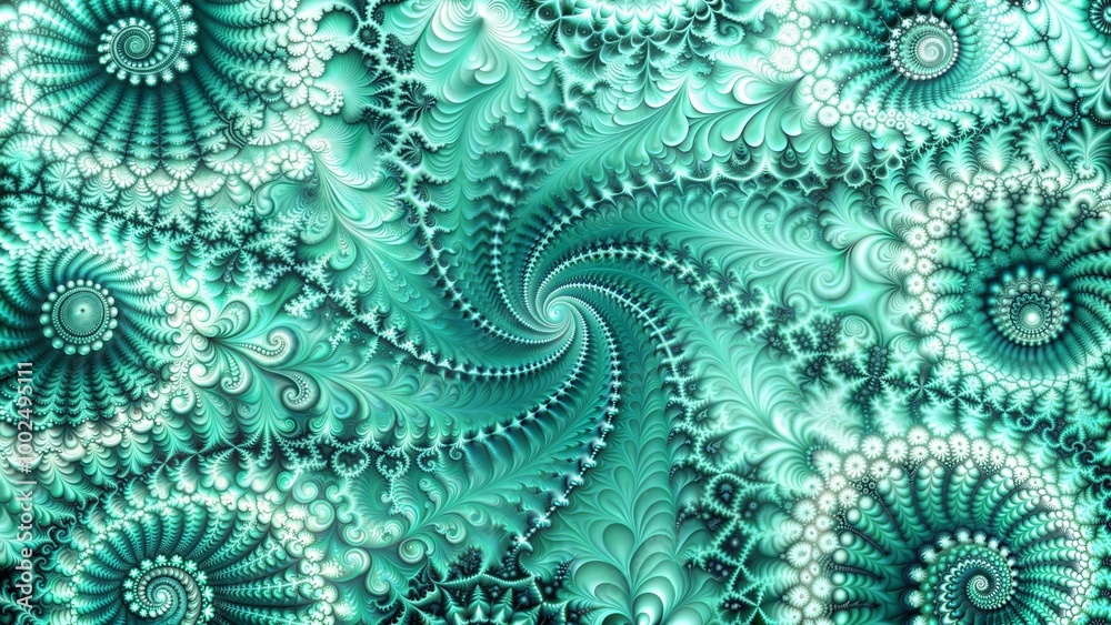 Dynamic mint green swirling fractal pattern for abstract digital art Dynamic mint green swirling fractal pattern for abstract digital art