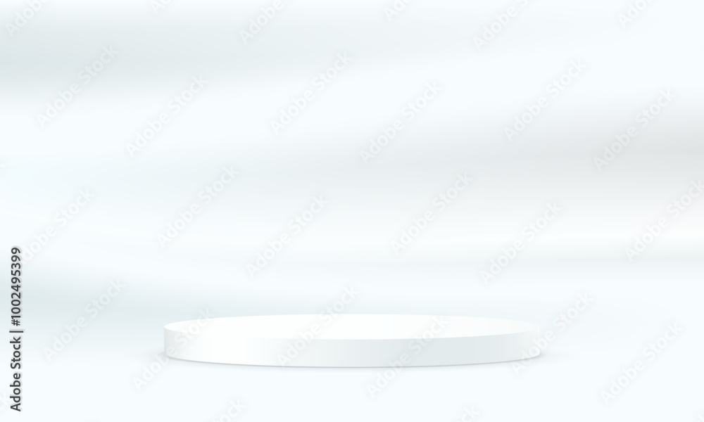 White background vector 3d with podium. White soft satin smooth fabric background. Space for selling products on the website. Vector illustration. White background vector 3d with podium. White soft satin smooth fabric background. Space for selling products on the website. Vector illustration.