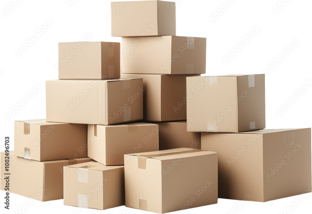 Delivery boxes, parcels stack isolated PNG on transparent background Delivery boxes, parcels stack isolated PNG on transparent background