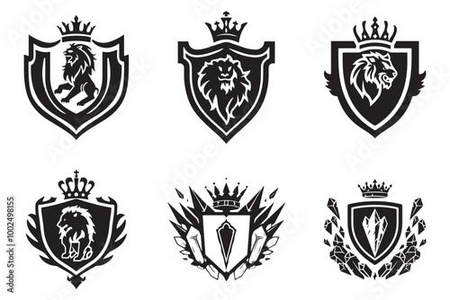 black Shield with Floral Vector Design art
