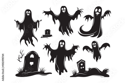 Spooky Ghost Silhouettes in the Night