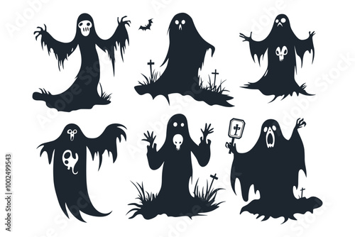 Spooky Ghost Silhouettes in the Night