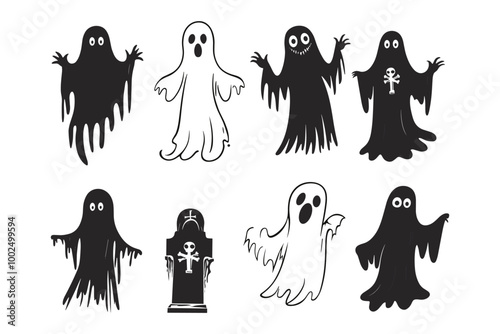 Spooky Ghost Silhouettes in the Night