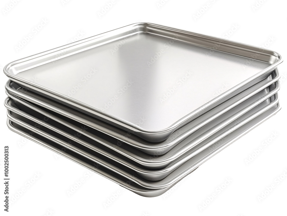 a stack of silver trays a stack of silver trays