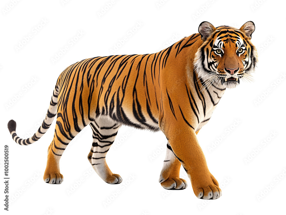 Obraz premium a tiger walking on a white background