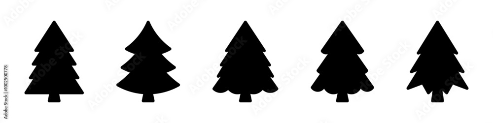 Merry Chrismas tree icon set on gray background vector illustration flat desing