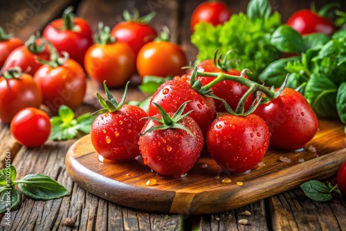 Fresh, juicy teardrop tomatoes rest on a rustic wooden table, ideal for healthy cooking and vibrant salad recipes