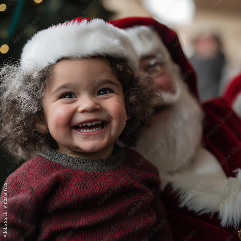 Child Laughing Happily with Santa Child Laughing Happily with Santa