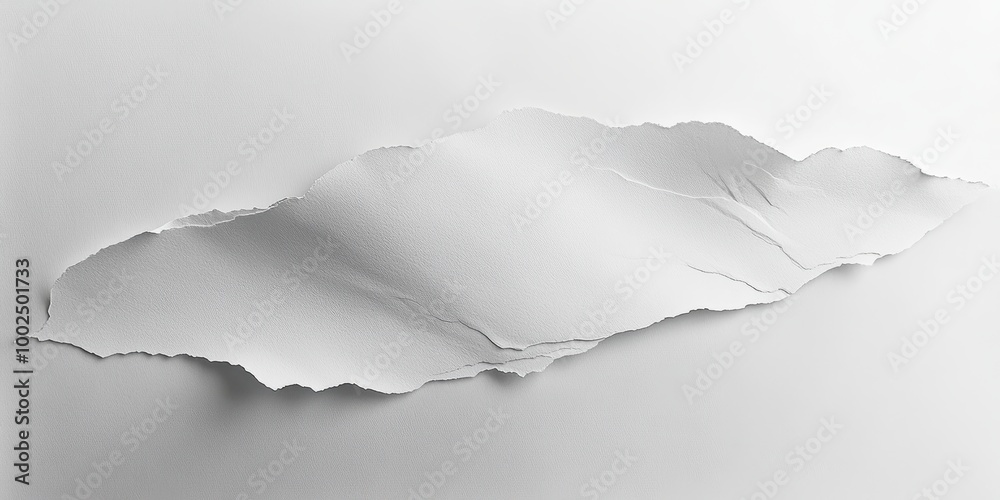 A piece of torn white paper against a plain background, showcasing texture and depth. A piece of torn white paper against a plain background, showcasing texture and depth.