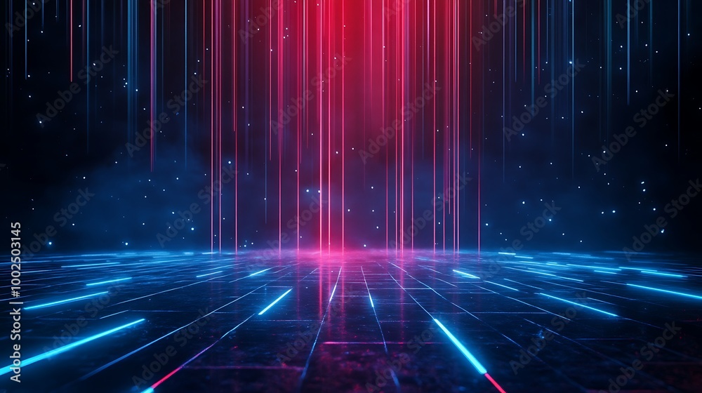 Futuristic digital landscape with glowing lines and particles creating a sci-fi atmosphere. Futuristic digital landscape with glowing lines and particles creating a sci-fi atmosphere.