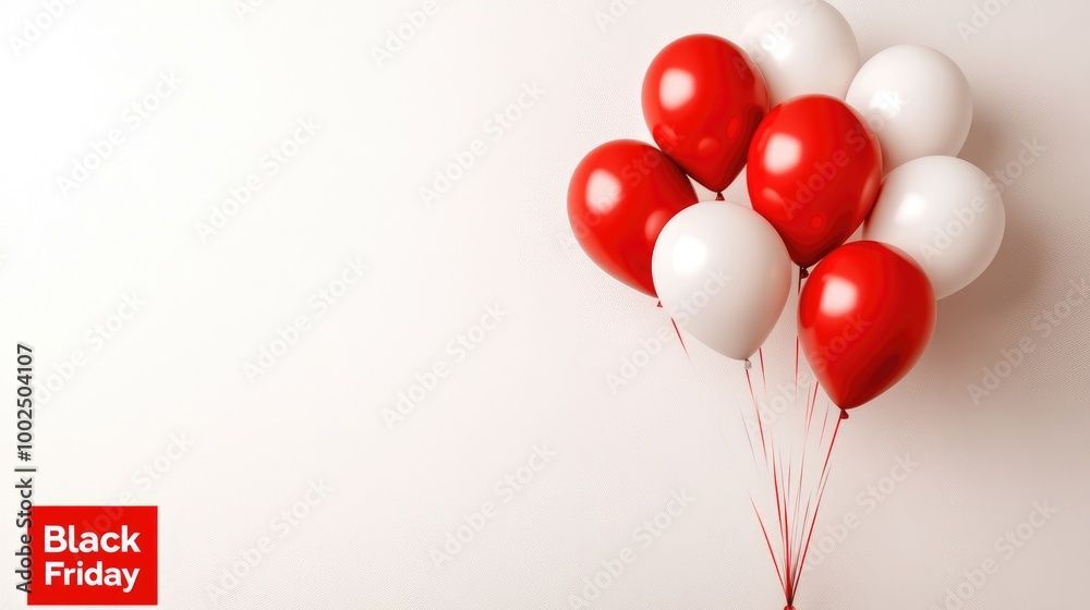 Celebrate Black Friday with stylish black and red balloons in a bright, cheerful arrangement for shopping festivities