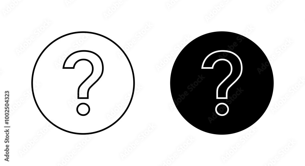 Question mark line icon on black circle. Faq sign symbol Question mark line icon on black circle. Faq sign symbol