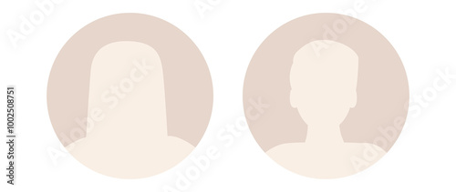 Flat illustration. Stylish pastel profile of a woman and a man. Avatar, user profile, person icon, silhouette, profile picture. Suitable for social network profiles, icons..