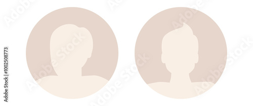 Flat illustration. Stylish pastel profile of a woman and a man. Avatar, user profile, person icon, silhouette, profile picture. Suitable for social network profiles, icons..