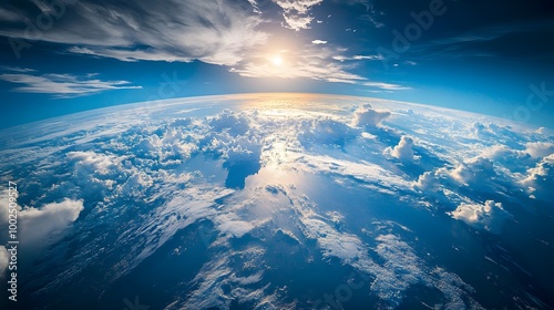 A view of the Earth from space with swirling clouds and vibrant oceans
